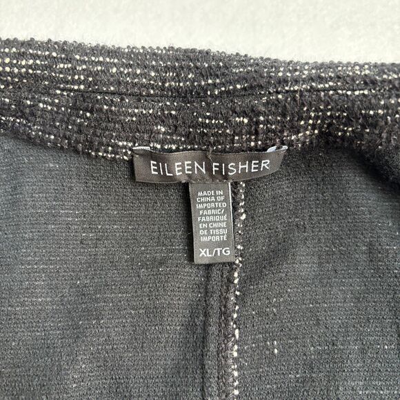 Eileen Fisher Organic Cotton Knit Blazer Jacket Women's XL Black Tweedy Comfort - Picture 3 of 7